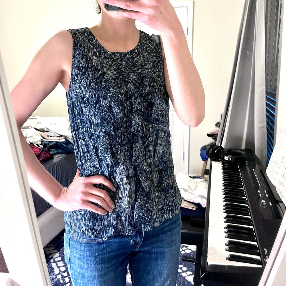 Ann Taylor Blue Ruffled Blouse - Picture 3 of 5